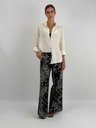 Pantalone Palazzo con Fantasia Bandana Nero