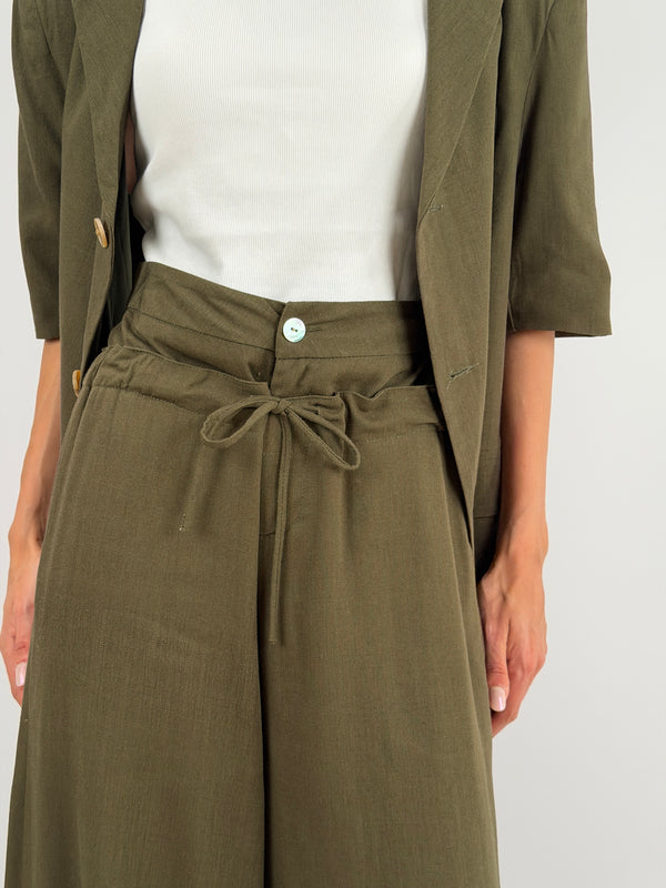 Pantalone con Doppia Vita Verde Militare Lumina