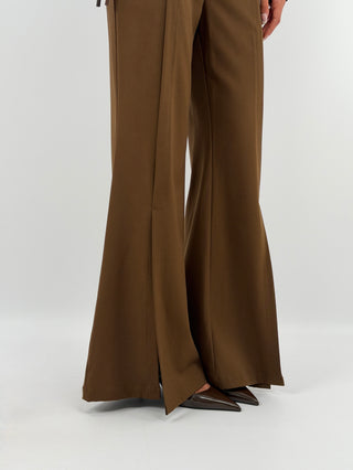 Pantalone con Spacchi e Cintura Marrone - Lumina