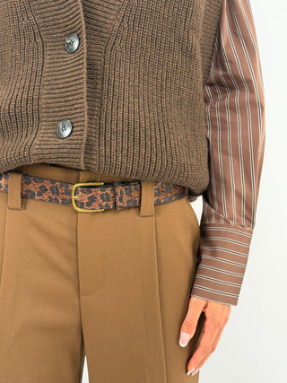 Pantalone con Spacchi e Cintura Marrone - Lumina