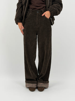 Pantalone Lumina Marrone in Velluto con Piega