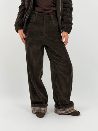Pantalone Lumina Marrone in Velluto con Piega