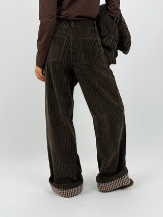 Pantalone Lumina Marrone in Velluto con Piega