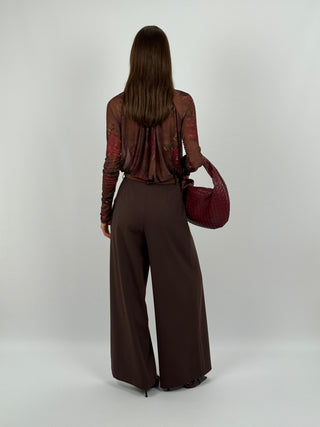 Pantalone Wide Leg Marrone