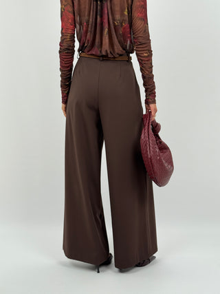 Pantalone Wide Leg Marrone