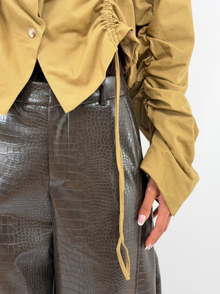 Pantalone Barrel Effetto Cocco Marrone Lumina