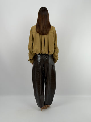 Pantalone Barrel Effetto Cocco Marrone Lumina