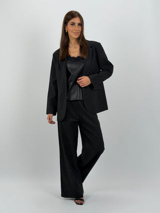 Pantalone a Palazzo con Strass Nero