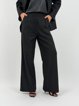 Pantalone a Palazzo con Strass Nero