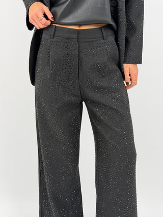 Pantalone a Palazzo con Strass Nero