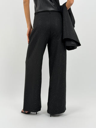 Pantalone a Palazzo con Strass Nero