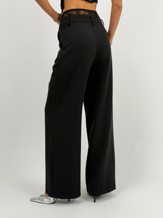 Pantalone Lumina con Vita in Pizzo Nero