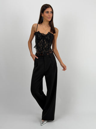 Pantalone Lumina con Vita in Pizzo Nero