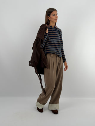 Pantalone con Piega Cammello - Lumina