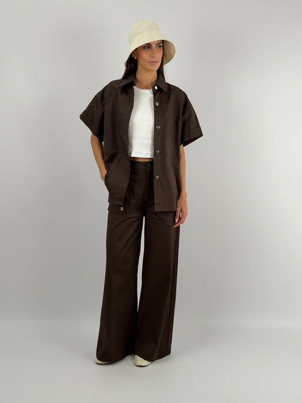 Pantalone Marrone con Bottoni Lumina