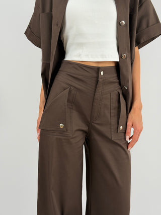 Pantalone Marrone con Bottoni Lumina