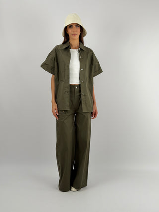 Pantalone Verde Militare con Bottoni Lumina