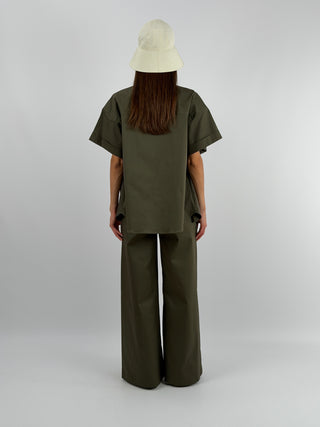 Pantalone Verde Militare con Bottoni Lumina