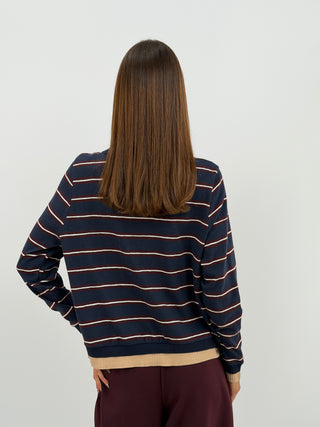 Maglia con Colletto a Righe Blu Lumina