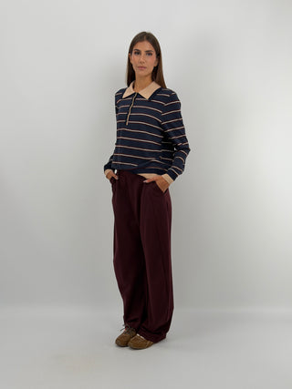 Maglia con Colletto a Righe Blu Lumina