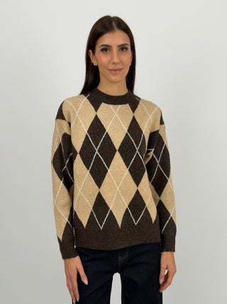 Maglione a Losanghe Marrone