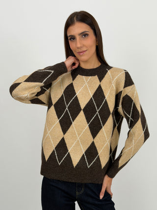 Maglione a Losanghe Marrone