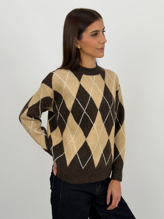 Maglione a Losanghe Marrone