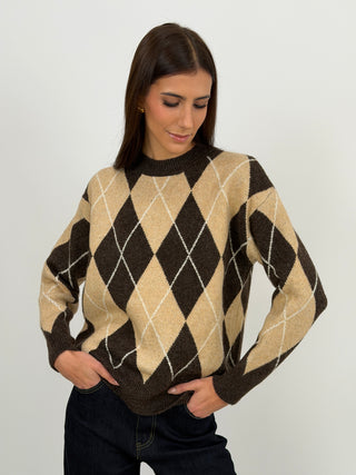 Maglione a Losanghe Marrone