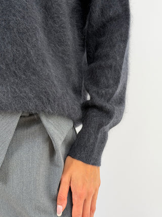 Pullover Girocollo in Lana e Cashmere Antracite