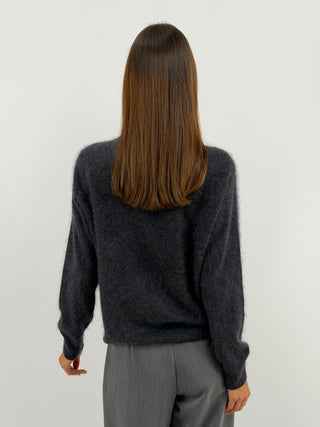 Pullover Girocollo in Lana e Cashmere Antracite