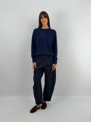 Pullover Girocollo in Lana e Cashmere Blu