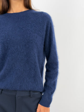 Pullover Girocollo in Lana e Cashmere Blu