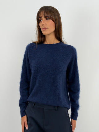 Pullover Girocollo in Lana e Cashmere Blu