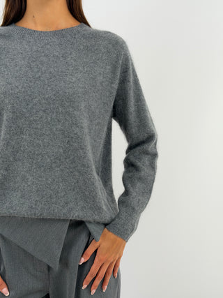 Pullover Girocollo in Lana e Cashmere Grigio