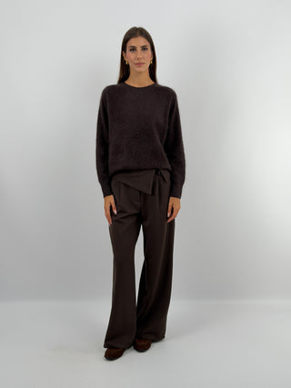 Pullover Girocollo in Lana e Cashmere Marrone