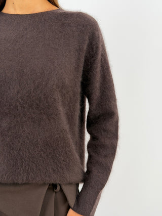 Pullover Girocollo in Lana e Cashmere Marrone