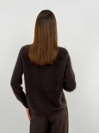 Pullover Girocollo in Lana e Cashmere Marrone