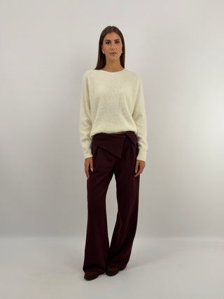Pullover Girocollo in Lana e Cashmere Panna