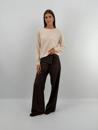 Pullover Girocollo in Lana e Cashmere Rosa Cipria