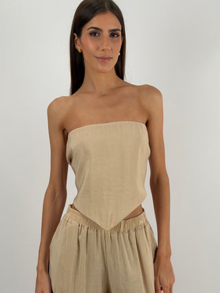 Set Top a Triangolo e Pantalone Beige