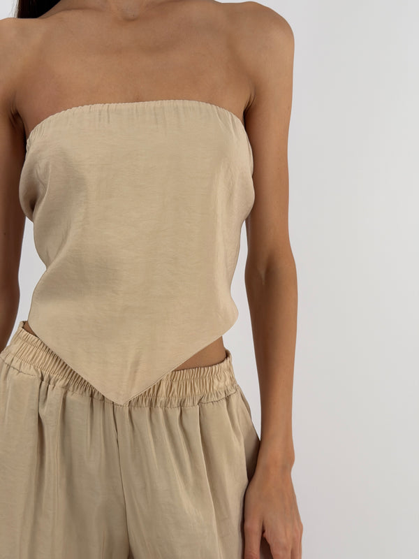 Set Top a Triangolo e Pantalone Beige