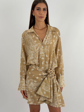 Set Camicia e Gonna con Fantasia Bandana Cammello