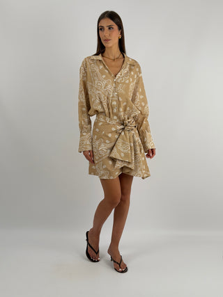 Set Camicia e Gonna con Fantasia Bandana Cammello