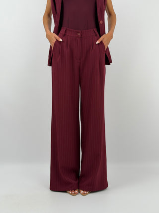 Completo Gessato con Gilet Bordeaux