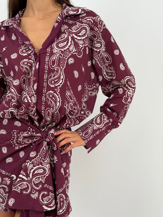 Set Camicia e Gonna con Fantasia Bandana Burgundy