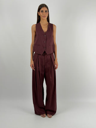 Set Gilet e Pantalone Bordeaux con Pizzo Lumina