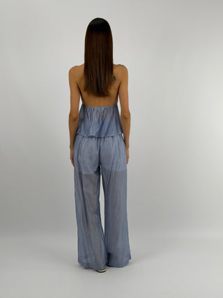 Set Top e Pantalone a Righe Azzurro Lumina