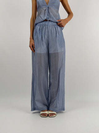 Set Top e Pantalone a Righe Azzurro Lumina
