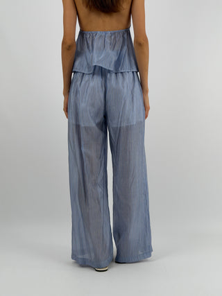 Set Top e Pantalone a Righe Azzurro Lumina