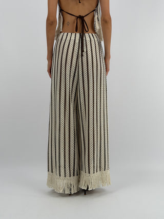 Set Top e Pantalone con Frange a Righe Lumina